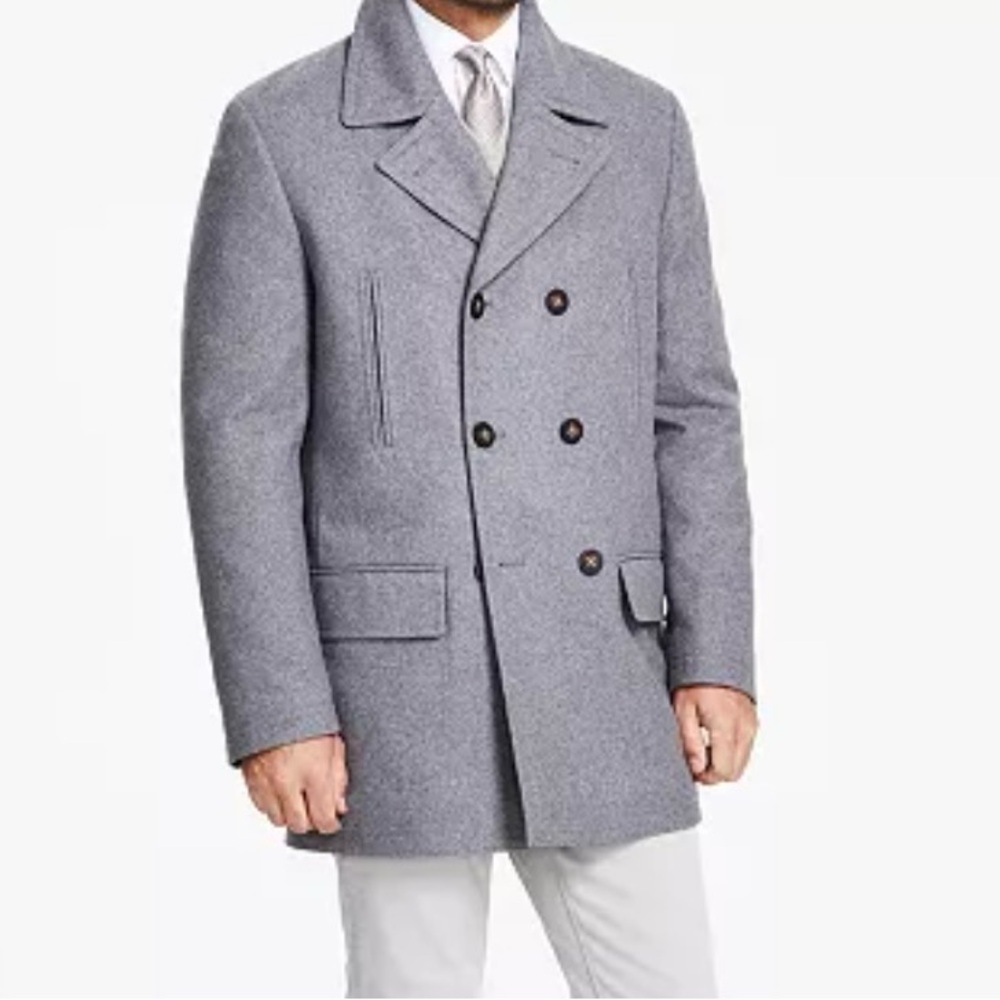 Michael Kors Classic Fit Double-Breasted Wool Peacoat